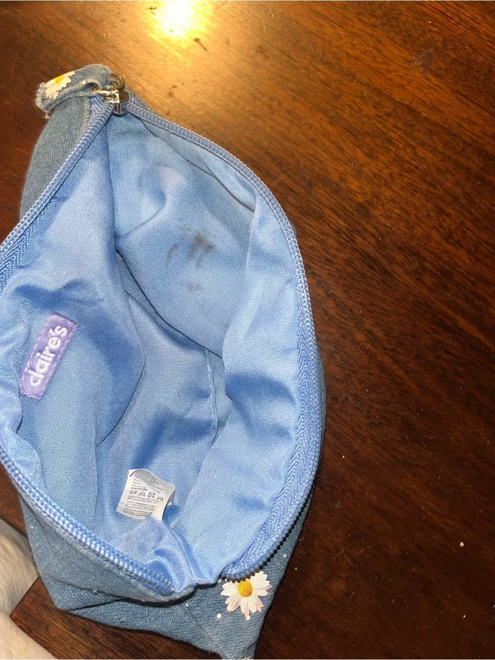 Claire's Blue Daisy Print Zipper Pouch